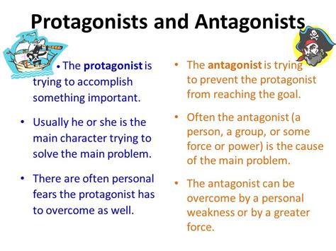 Character analysis and roles of protagonists, antagonists, and .